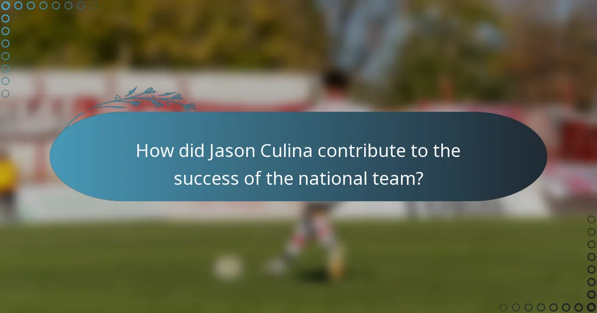 How did Jason Culina contribute to the success of the national team?