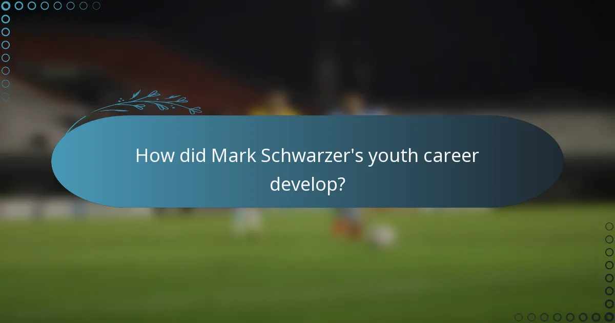 How did Mark Schwarzer's youth career develop?