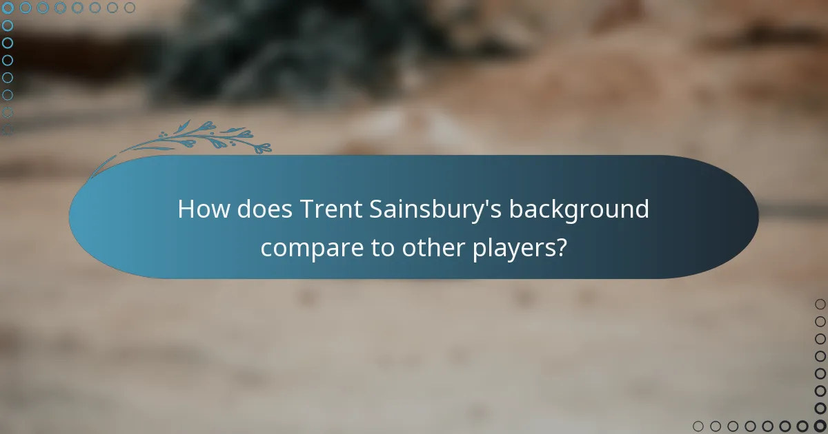 How does Trent Sainsbury's background compare to other players?