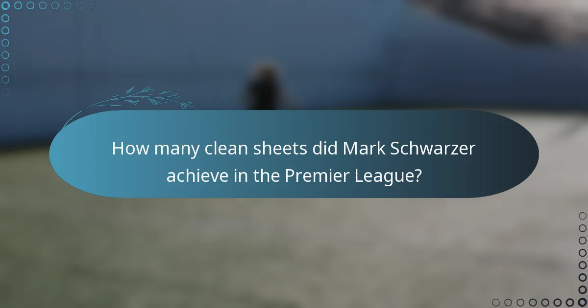 How many clean sheets did Mark Schwarzer achieve in the Premier League?