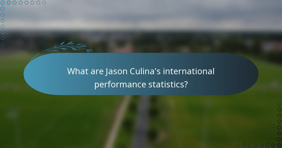 What are Jason Culina's international performance statistics?