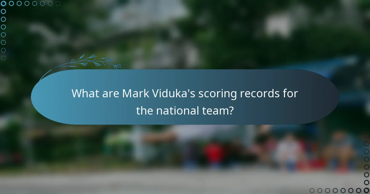 What are Mark Viduka's scoring records for the national team?